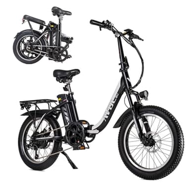 E-RIDES Vélo Électrique Pliable 20 Pouces – Moteur 250W, Batterie 48V 14,25Ah, Autonomie 40-60 km, Cadre en Aluminium, IP54, Freins à Disque, Éclairage LED, Shimano 7 Vitesses, Charge Max 150 Kg
