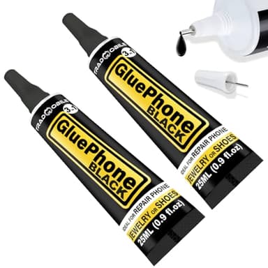 Glue Phone - Colle pour réparation et travail de précision - Parfait pour les téléphone, smartphone, tablette, bijoux, livre, cuir et chaussure (25ml NOIR, Lot de 2)