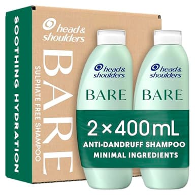Head & Shoulders Lot de 2 shampoings antipelliculaires sans sulfate et apaisants sans sulfates - Shampooing nu pour cuir chevelu sec et squameux, ingrédients minimaux, sans colorants