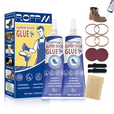 ROFPM Colle Chaussures Extra Forte, 2PCS Colle pour Semelles Haute Résistance, Professionnelle, Adhésif Imperméable et Résistant à l'usure, Plusieurs Types Chaussures IntéRieure/Cuir/Tissu Reparation