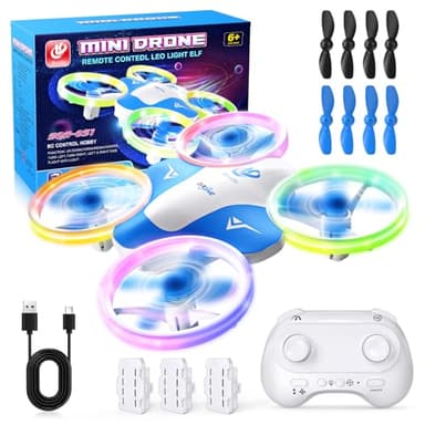 Korffe Mini drone pour enfants de 6 7 8 9 et 10 ans et plus, jouet avion télécommandé pour enfants et débutants avec lumières LED, idéal pour l'intérieur et l'extérieur, idéal pour garçons et filles