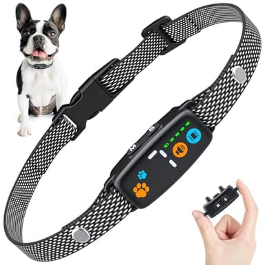 CAWJUG Collier Anti Aboiement Petit Chien Rechargeable, 3 Modes & 7 Niveaux de Sensibilité, Super Fin et Léger, Détection Intelligente des Aboiements, Étanche IP67 pour Petits Chiens