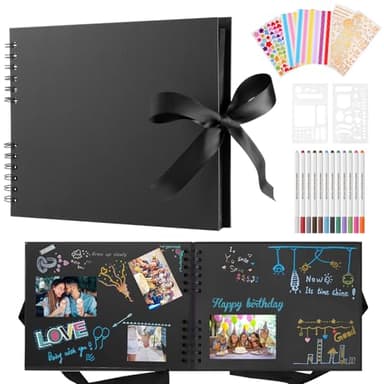 DazSpirit Album Photo Scrapbooking Diy Avec 12 Stylos MéTalliques, 80 Pages Livre Fait à La Main DIY Album, Cadeaux Pour Bebe Enfant Mariage Voyage Festival L'Obtention Du DiplôMe