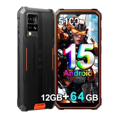 Blackview BV4800 SE (NFC) Téléphone Portable Incassable, 12Go+64Go/TF 1To Octa-Core, Android 15, 6.56" HD+, Smartphone Incassable, 5180mAh, 16MP+8MP, 4G Dual SIM, 3 Slot/GPS/Face ID/NFC Orange