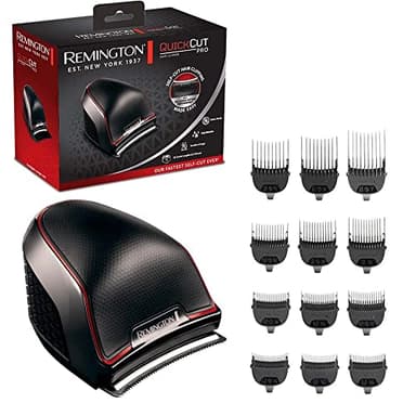 Remington Tondeuse Cheveux [Moteur Puissant] QuickCut Pro (Utilisation Facile, Lames acier inoxydable Auto-Affûtées incuvées, 12 Sabots 1,5-25 mm, Sans Fil - 70 min, Trousse) Tondeuse HC4300
