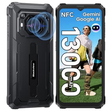 Blackview BV6200 Pro 13000mAh Telephone Portable Incassable 2025, Haut-Parleur 98DB, 18GB+128GB/2TB, Android 14 Téléphone, 6,56 Pouces HD+ Telephone De Chantier, 13MP/Dual 4G/OTG/GPS/NFC/Finger ID