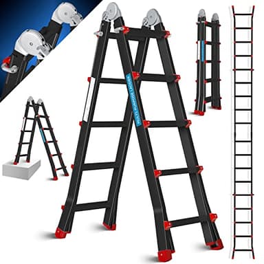 Masko® Aluminium Echelle télescopique Echelle multifonctionnelle Echelle en aluminium Echelle Pliante Echelle d'appui