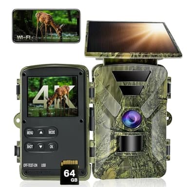 HAZA 4K Caméra de Chasse WiFi,Camera Chasse connectée Telephone,Détection de Mouvement,Vision Nocturne Carte et 32 Go,Piege Photographique,Grand Angle120 °,Déclenchement 0,1s