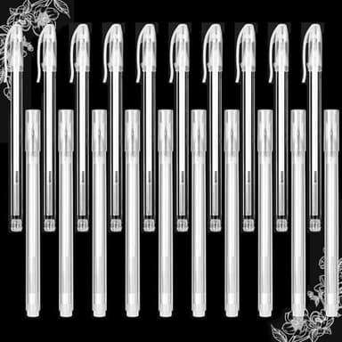YNOUYRS Lot de 20 stylos gel blancs avec pointe de 0,6 mm 0,8 mm, marqueur blanc, pinceaux blancs pour dessin, croquis sur papier noir, création artistique