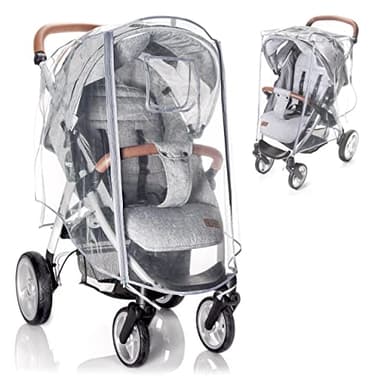 Zamboo Habillage Pluie Universelle pour Poussette – Protection Pluie Poussette et Landau Imperméable avec Ouverture Frontale, Fenêtre et Double Fermeture Éclair – Transparent, Sans Produits Toxiques