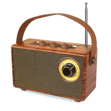COLSUR Enceinte portables Bluetooth Rétro mit Radio FM Vintage,Haut-parleur Sans Fil Vintage mit bois poste radio de cuisine,Enceinte Bluetooth rechargeable Élégance à l'Ancienne,Avec AUX/USB/carte TF