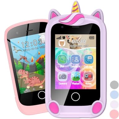 Telephone Portable pour Enfant, Smartphone pour Fille Garçon avec Appel SOS Musique 17 Jeux Podomètre Alarme Caméra Mode école Livre Audio Lampe Poche, Cadeau pour Enfant 4-10 Ans (P3-Pink 02)