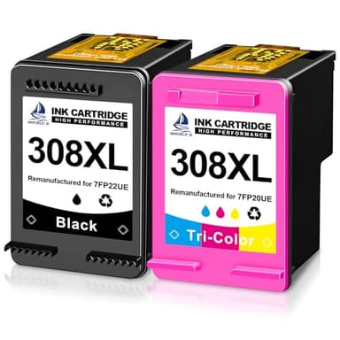 DOUBLE D 308XL Cartouche pour HP 308 308XL Remplacement pour HP Envy 6120e 6132e 6530e 6110e 6122e 6130 6532e 6100 6500 Series (Noir et Couleur, 2-Pack)