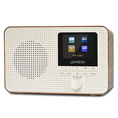 LEMEGA IR1 Radio Internet WiFi Portable, Radio numérique Dab/Dab+/FM, Haut-Parleur Bluetooth, Double réveil, minuterie Sommeil, 60 préréglages, Sortie Casque, écran Couleur – Noyer Finition