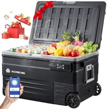 AAOBOSI Glacière à Compresseur 74L, Glaciere Électrique -20℃ à 20℃, APP&Bouton Contrôle, 12/24V DC et 100-240V AC Frigo Camion Pour Voiture, Camion, Bateau, Camping-Car Et Prise De Courant
