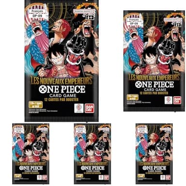 Asmodee - One Piece OP-09 Booster - Bandai -Jeux de société - Jeu de Cartes à Collectionner JCC - Les Nouveaux empereurs - 30 Min - en français (Lot de 5)