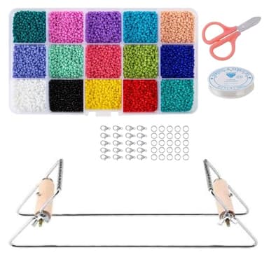 Lot de 15 métiers à tisser de perles - Avec perles de couleurs - Kit de métier à tisser - Machine à tricoter - Pour le bricolage, les bijoux faits à la main - Argenté