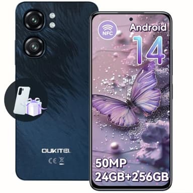 OUKITEL C58 Pro Android 14 Telephone Portable - 24Go + 256Go/TF 1To, Écran 6.7 Pouces HD+ 90Hz, Octa Core 5150mAh 48MP+8M Smartphone Pas Cher Dual SIM 4G, Fingerprint/Face ID/GPS/WiFi 5G/2Ans Garantie