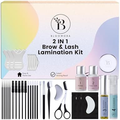 Kit Rehaussement de Cils, Brow Lift Kit Sourcil, Solution 2 en 1, Durée 6-8 Semaines, 15 Applications, Permanente DIY Sourcils, Lash Lift, Rehaussement Cils - BLK7