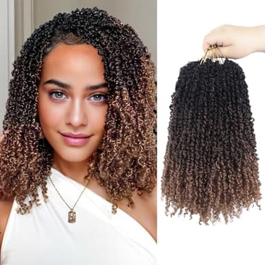 Yebo Yanky Crochet Braids Bouclées 12 Pouces – 8 Paquets 240 Mèches, Cheveux en Fibres Chimiques, Style Passion Twist Afro, Tressage Facile(12inch 1B/4/30)