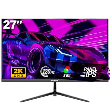 Gawfolk Moniteur de Jeu 27 Pouces QHD, écran PC IPS 2K 120Hz, 2560×1440P, FreeSync, HDMI, DisplayPort, VESA 75 * 75mm, Noir