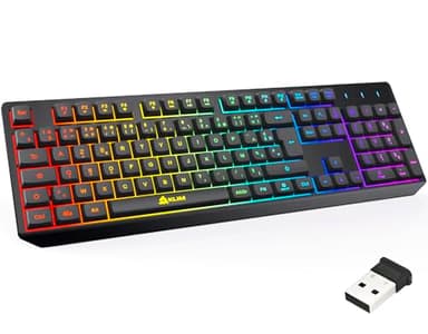 KLIM Chroma Clavier sans Fil Gamer French AZERTY - Nouveauté - Fin, Durable, Ergonomique, Discret, Waterproof, Silencieux - Clavier Gamer rétroéclairé pour PC Mac - Clavier PS4 PS5 - Noir
