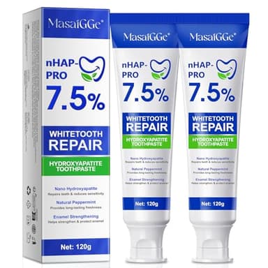 Hydroxyapatite Toothpaste, 2 Dentifrices à l'hydroxyapatite, Fluoride-Free Hydroxyapatite Toothpaste, Enamel Protection & Teeth Strengthening 120g(2)