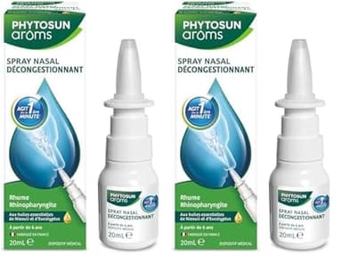 Phytosun Arôms - Spray Nasal Décongestionnant - aux Huiles Essentielles - Action Rapide - Rhume, Rhinosinusite ou Rhinite Allergique - 1 x 20 ml (Lot de 2)