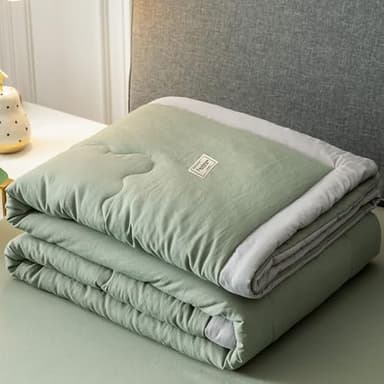 Hiseng Couette 1 Personne en Microfibre, Couette Imprimée Couleurs Unies Reversible pour 4 Saisons, Tempérée Duvet sans Housse 2 Personnes pour Adulte Enfant (Vert foncé,150x200cm)