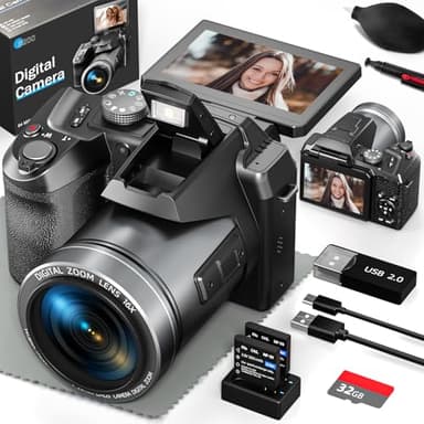 Monitech 64 Mégapixels Appareil Photo Numérique pour la Photographie, 4K Vlogging Caméras Youtube avec écran 3 Pouces, Zoom 16x, Connexion WiFi, Autofocus（S205）