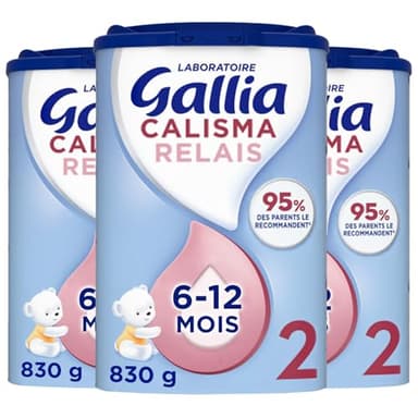 Laboratoire Gallia - Calisma 2 Relais - Lait en Poudre pour Infantile et Bébé 2ème âge - Enrichi en Vitamines A, C & D - Sans Huile de Palme - De 6 à 12 Mois - Lot de 3x830g