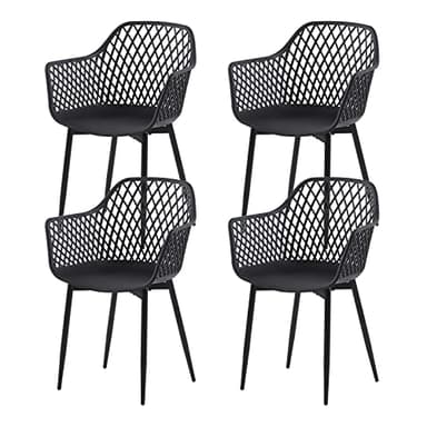buybyroom Set de 4 chaises de Salle à Manger,Chaise avec accoudoirs Chaise en Plastique Salle à Manger 41 x 55 x 84.5 cm (Noir)