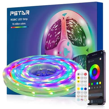 RGBIC Ruban LED 5m, Dreamcolor Rétroéclairage LED TV for 65 à 75 pouces TV, fonctionnement USB, synchronisation de la musique, éclairage TV LED DIY avec contrôle d'application et télécommande RF 2,4 G