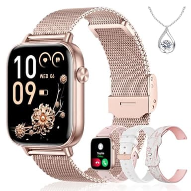 Iaret Montre Connectée Femme, 4 Bracelets, 1.83" Smartwatch, Fonction Féminine, Appels HD, 110+ Modes Sport, Podometre, Moniteur Cardiaque 24h/SpO2/Sommeil, Compatible iPhone/Android, Cadeau, Or Rose
