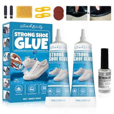 StinkBlitz Colle pour Chaussures, Colle Chaussures Semelle Extra Forte, Colle Professionnelle Réparation Transparent,Colle Haute Résistance pour Semelles de Chaussures (60ml*2) Shoe