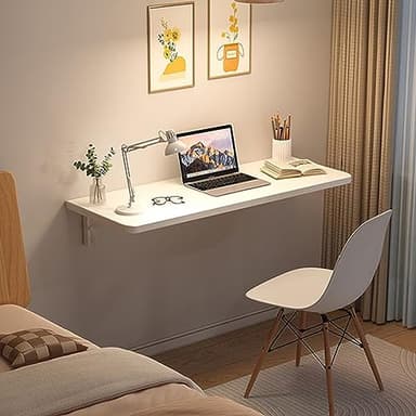 HUOLE Multifonctionnel Table Scandinave Suspendue, Table Mural Rabattable, Gain de Place, Table Pliante Mural pour Terrasse,Jardin,Cuisine,Salle à Manger,Bureau-80 * 50 * 1.6 cm-Blanc