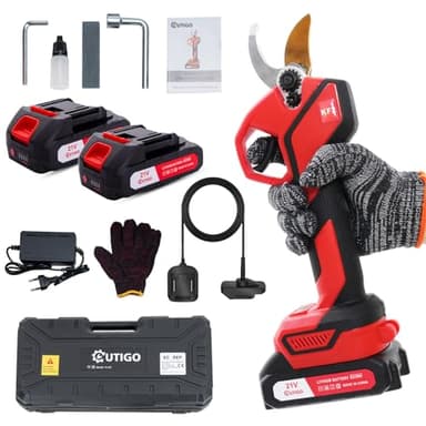 OUTIGO Sécateur Électrique Sans fil, 25mm Secateur Electrique 2 * 1500 mAh, avec 2 Batteries de21V pour la taille, le jardinage, les arbres fruitiers et le vignoble, Forbici Potatura Elettriche