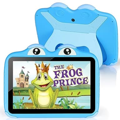 zcobro Tablette pour Enfants 10 Pouces Android 64 Go 1280 x 800 HD, WiFi6, BT 5.0, Widevine L1, 5000 mAh Dual Caméra, Contrôle Parental, Apps Préinstallé avec Étui Bleu