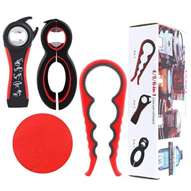 4 Pcs Multifonctionnel Ouvre Bocal Manuel Ouvre Boîte Manuel Ouvre-bouteilles 4/5/6 en 1 Convient Pour L'arthrite les Personnes âgées Femmes