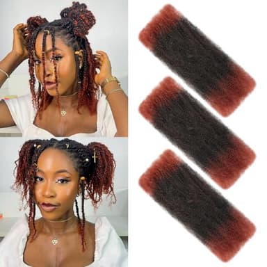 XIIMENALU Afro Kinky Curly Braiding Hair for Mini Twists, Cuban Twist, Soft Locs, Micro Spring Twist Dreadlocks, Loc Repair (T350#, 14" Lot de 3