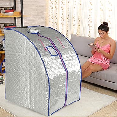 MINGYI Sauna Infrarouge à Sec Portable et Pliable, Sauna Complet du Corps, avec Chaise Pliable et Télécommande, Personnel Sauna pour la Maison, 80×70×98 cm (Argent)