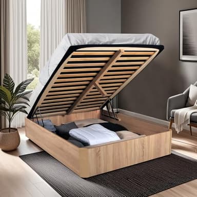 LIT Coffre Spiro 160x200cm + 1 SOMMIER/Décor Chêne Blanchi