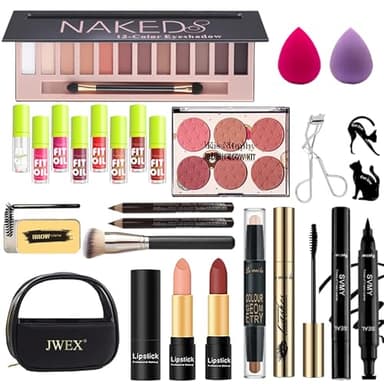 Ensemble de maquillage complet tout-en-un pour femme, kit de maquillage pour femmes et débutants, fard à paupières, fond de teint, rouges à lèvres, eye-liner, mascara, savon à sourcils maquillage