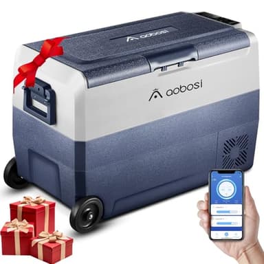 AAOBOSI Glaciere a Compression 50l, Glaciere Electrique Double Zone WiFi APP, 12 V/24 V et 100-240 V Frigo Camping, -20 ℃ à 20 ℃, pour Voiture, Camion, Bateau, Camping, Car, Caravanes,Voyageant,Maison