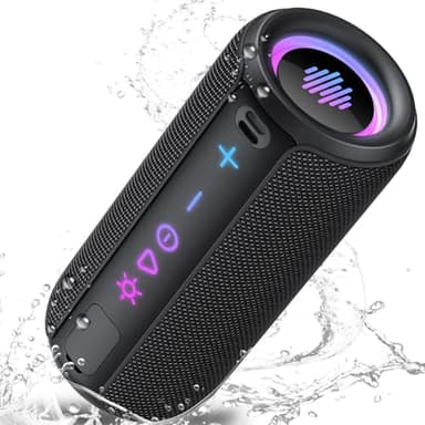 Enceinte Bluetooth Puissante 5.4 sans Fil avec Bass Puissantes, Haut-Parleur Portable 30W, Autonomie 30H,Son Surround à 360 degrés,Appairage TWS,IPX7,AUX,TF Carte,pour l'extérieur/La Fête/Voyage, Noir