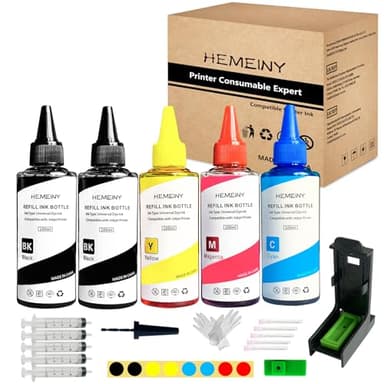 HEMEINY Kit de recharge d'encre de 500 ml compatible avec les cartouches d'encre 308 et 308e, fonctionne avec les imprimantes Envy 6122e 6532e 6520e 6132e 6530e 6120e 6110e 6558e 6110e 6130e