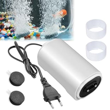 Pompe à oxygène d'aquarium 8 W - Pompe à air d'aquarium - Pompe à oxygène réglable silencieuse - Double trou - Pompe à membrane réglable - Pour bulles d'air riches et fines - Avec accessoires