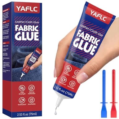 YAFLC Colle pour Tissu 75ml, Colle Tissu Extra Forte Lavable en Machine, Colle Textile pour Tissus, Textiles, Jeans et Polyester