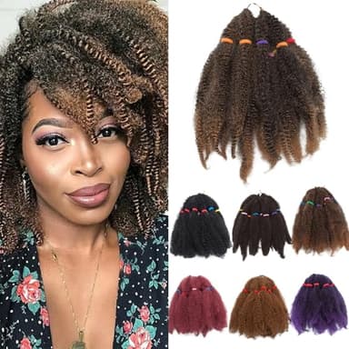 11" Afro Kinky Curly Braids cheveux synthétiques Marley Braid Jerry Curls Crochet Extensions de cheveux Tressage Cheveux 3 packs Mélange noir Café Marron