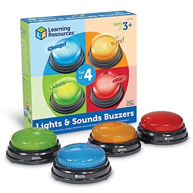 Learning Resources Buzzers Interactifs – Jeu Sonore et Lumineux – Set de 4 Couleurs – Activités Éducatives et Quiz – Idée Cadeau Noël – Dès 3 Ans